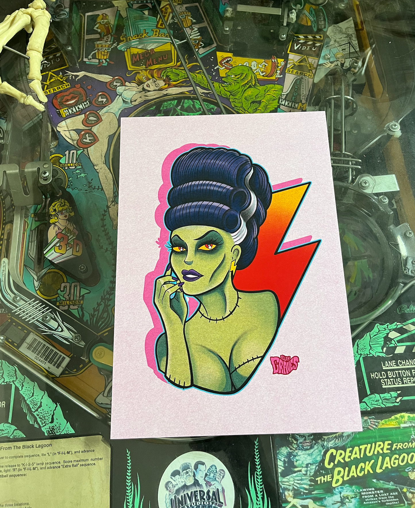 BRIDE OF FRANKENSTEIN A4 HORROR PRINT