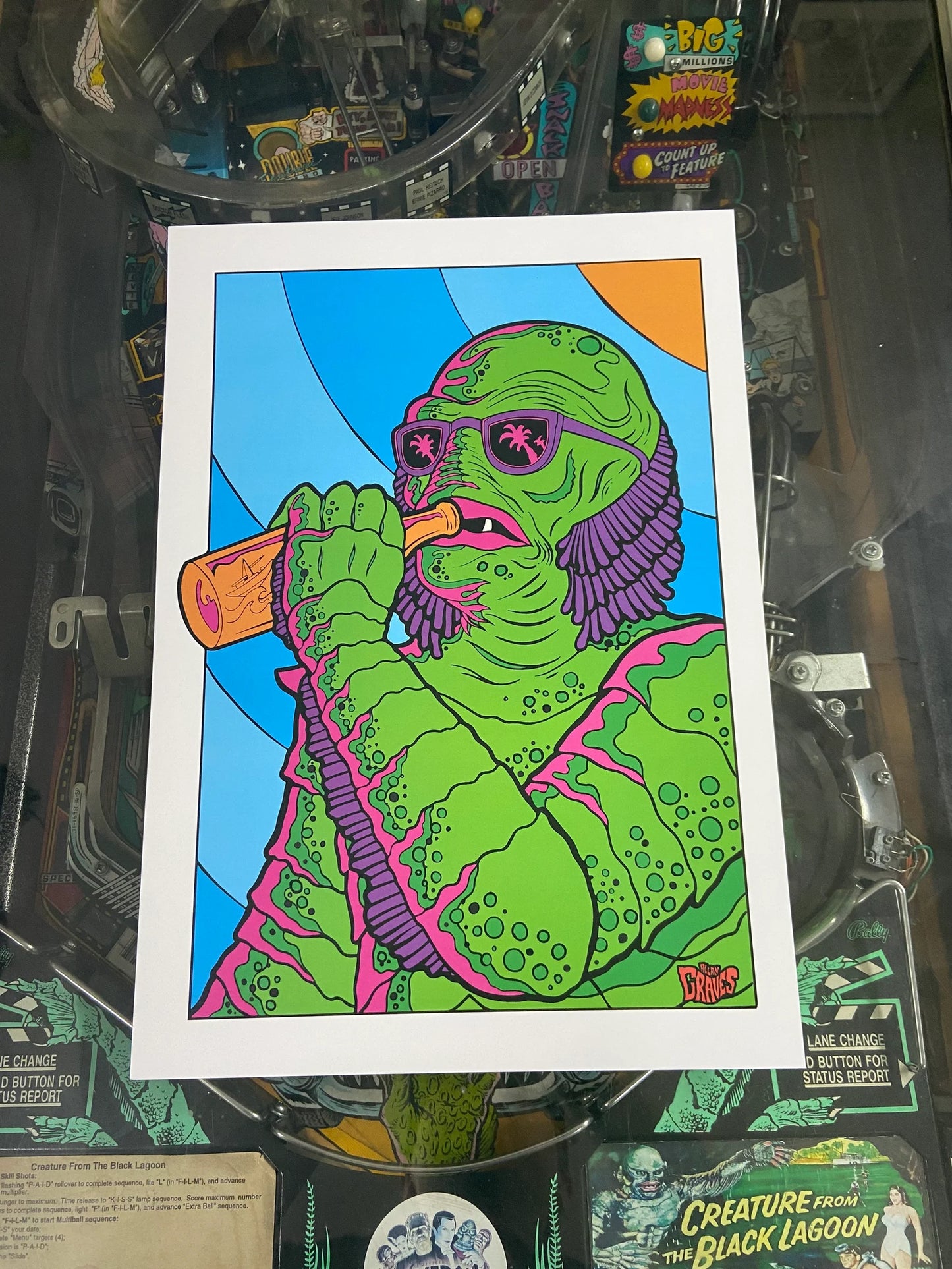 Creature from the black lagoon inspired HORROR MOVIE print