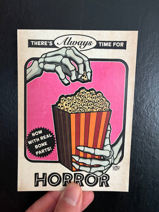 A6 TIME FOR HORROR MINI PRINT POSTCARD