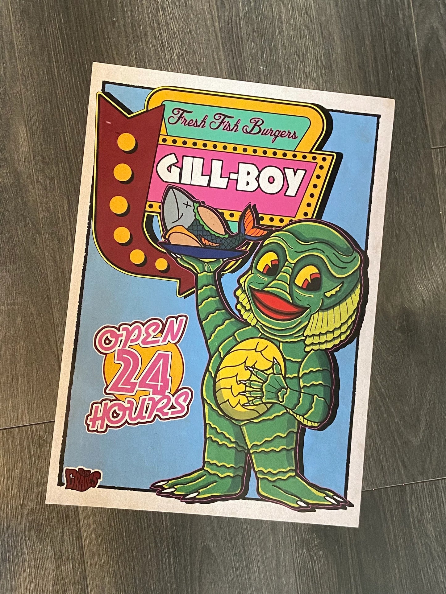 GILL BOY VINTAGE HORROR MOVIE A3 PRINT